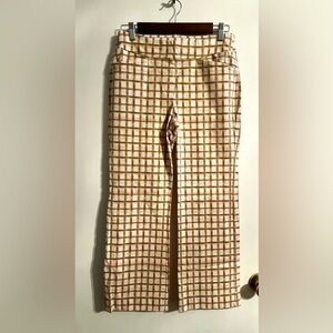 Spartina 449 Pink and Brown Checked Midi Skirt with Front Slit